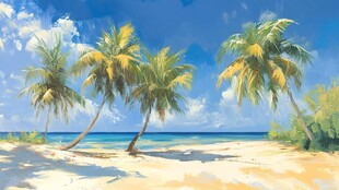 热带海滩风景画