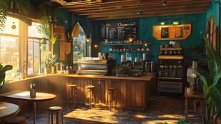 阳光下的咖啡馆