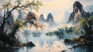 山水画中的秋意浓浓