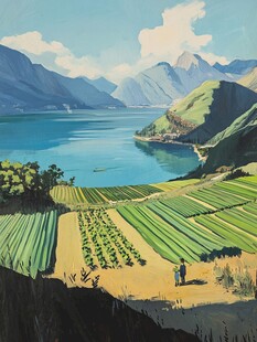 湖光山色田园风光