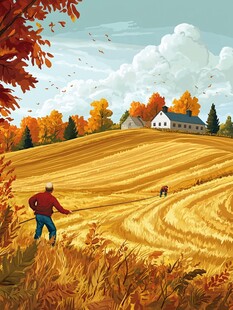 秋日农场收获景象