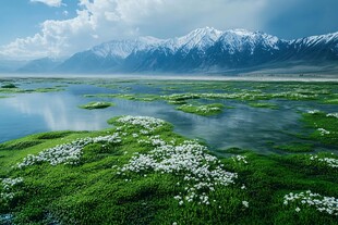 壮丽山脉与碧波荡漾的湖泊