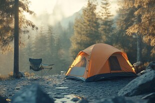 森林中的宁静露营场景