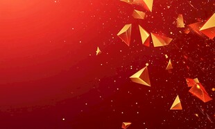 红色几何碎片抽象艺术