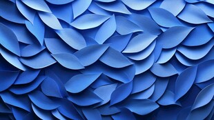 抽象艺术蓝调叶子图案