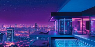 夜幕下的城市绿洲