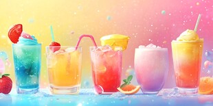 五彩缤纷的夏日饮品