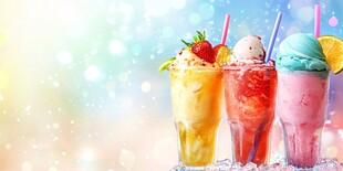彩色冰沙饮料的夏日清凉