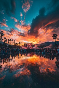 日落音乐节的迷人景象