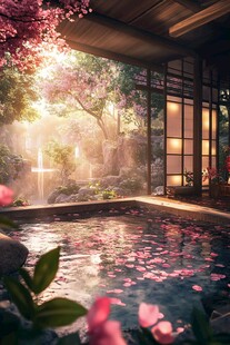樱花温泉的宁静之地