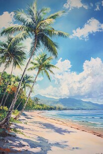 热带海滩风景画