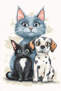 猫狗猫咪宠物动物插画