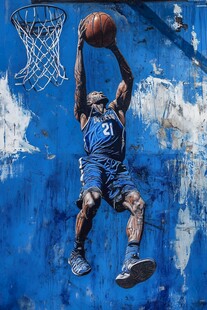 篮球运动员扣篮瞬间