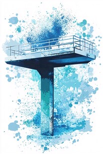 水彩画中的跳水台