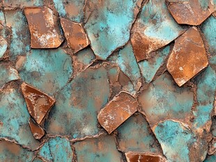 锈蚀的蓝绿色金属板