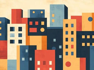 城市天际线抽象画