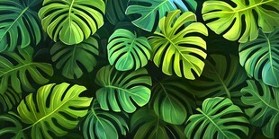 绿色热带叶子图案