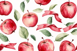 水彩苹果图案