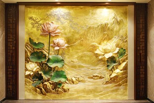 金色荷花壁画