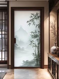 竹影山水门贴
