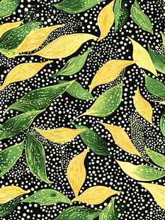 绿色树叶与白色圆点的抽象图案