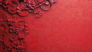 红色艺术花卉设计