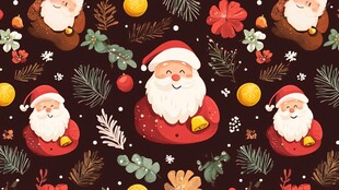 圣诞老人与圣诞元素的欢乐图案