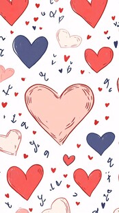 心形图案与手写字体的浪漫情人节设计