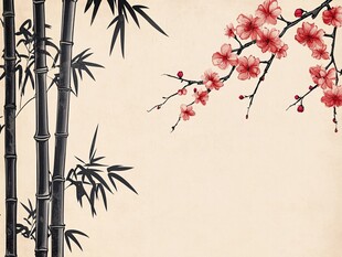 东方美学 竹梅图案