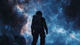 宇航员凝视星空