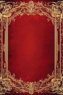 金色边框红色背景