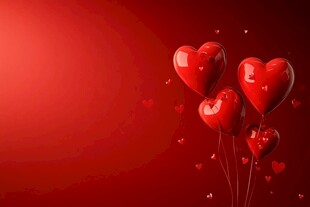 红色浪漫 心形气球 情人节主题