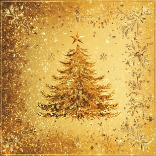 金色圣诞树 闪耀节日氛围