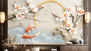 新中式风格壁画 展现自然与艺术的完美融合