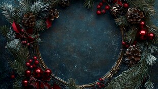 圣诞花环 蓝色背景