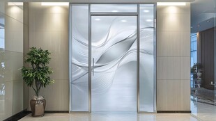 现代办公室的玻璃门设计