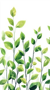 绿色叶子植物插图