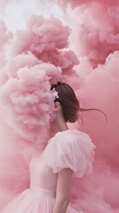 粉色梦境中的女子