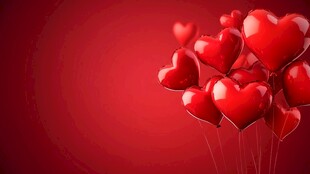 红色心形气球浪漫背景