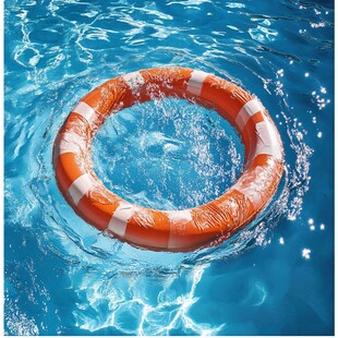 阳光照耀下的游泳池浮圈