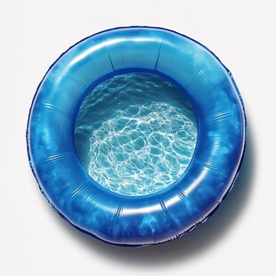 充气游泳圈的清澈蓝色水面