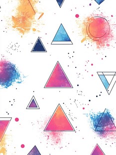 抽象几何图案与水彩斑点