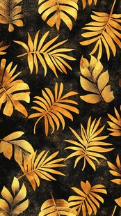 金色热带叶子图案