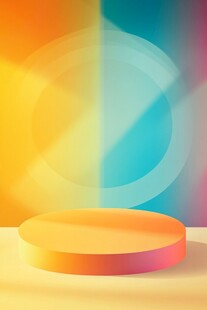 彩色渐变背景下的圆形舞台