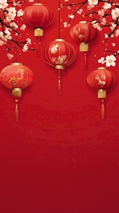 春节红灯笼与梅花图案