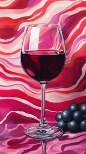 红酒与葡萄的静物画
