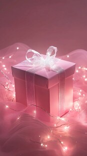 粉色礼盒 闪烁丝带 温馨氛围
