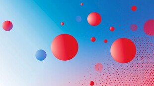 红色球体与蓝色渐变背景