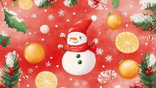 圣诞快乐 雪人和柑橘的喜悦