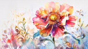 水彩花卉绽放美丽瞬间